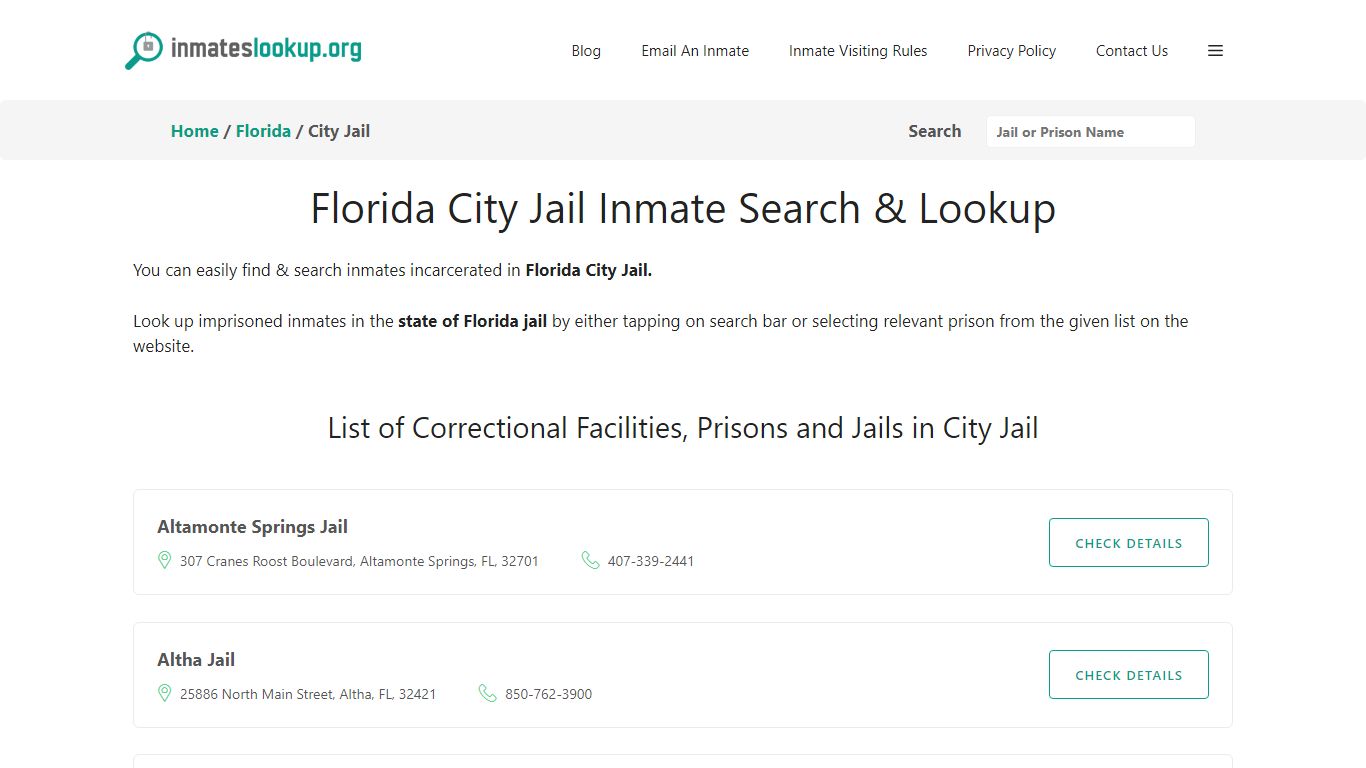 Florida City Jail Inmate Search & Lookup